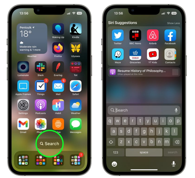 隆尧苹果手机维修分享升级到 iOS 16 后，如何删除主屏幕上的搜索按钮 